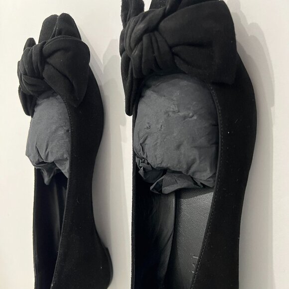 NWOT M.Gemi Pointed Toe Flats with Bow - Black Suede - Size 39 - Picture 8 of 11